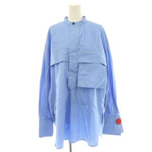 ASYMMETRY BLOUSE ブラウス シャツ ストライプ 長袖 38 ライトブルー /HK OS