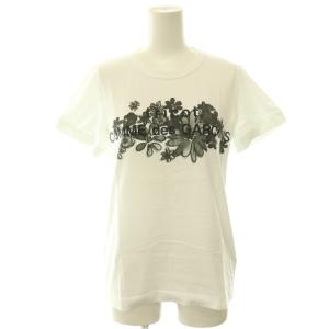 AD2020 フラワーロゴプリント 半袖 Tシャツ カットソー S ホワイト ブラック チャコール /ES