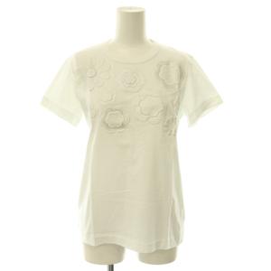 AD2017 ラメフラワープリント 半袖 Tシャツ カットソー S ホワイト /ES OS