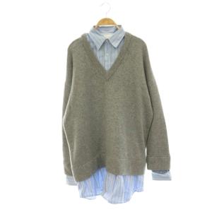 24AW Cashmere V neck Knit Shirt Layered Dress