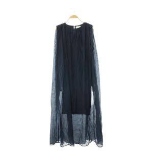 24SS Crinkle Maxi Dress ワンピース ロング ノースリーブ F ネイビー /ES