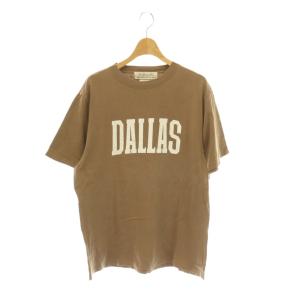 DALLAS Tシャツ カットソー 半袖 ロゴ M モカ ホワイト /DO OS