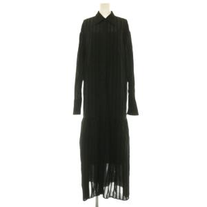 Sheerstripe Shirts Dress ロングシャツワンピース 長袖 インナー付 38 ブラック