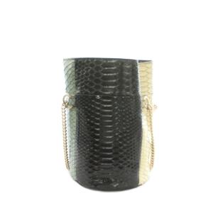 LANVIN チェーン バケットバッグ ショルダーバッグ パイソンレザー カーキ 黒 ブラック アイボリー /MI OS