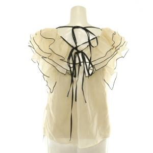 SNIDEL 26SS ノースリフリルブラウス シアー インナー付き F ベージュ ブラック /ES OS
