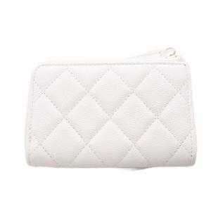 CHANEL マトラッセ キャビアスキン L字ファスナー コインケース ホワイト