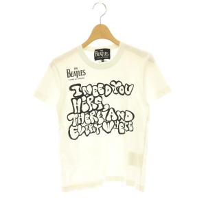 × ザ ビートルズ THE BEATLES AD2016 Tシャツ カットソー ロゴ XS 白 黒 VR-T004
