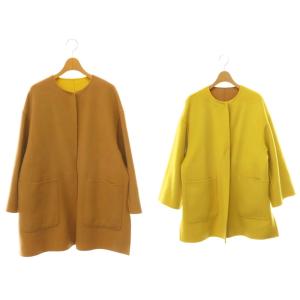 UBCMD バイカラー リバーシブルコート アウター ミドル丈 ウール 36 ベージュ 黄色 イエロー
