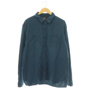 ラルフローレン コットンリネンチェックシャツ 長袖 厚手 XXL 青 黒 /HS OS