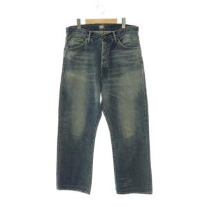 13ozセルビッチデニムバギーカットパンツ ジーンズ ダメージ加工 ボタンフライ 26 インディゴ /HS