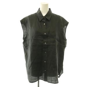 26SS ラミーサテン シャツ フレンチスリーブ 38 ブラック