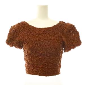 W FACE SHIRRING TOPS トップス カットソー 半袖 1 茶 ブラウン /NR OS SH
