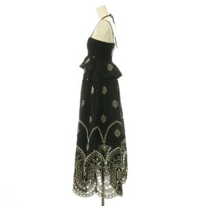 GRACE CONTINENTAL 25AW カットワークマキシドレス キャミワンピース ロング 刺繍 36 黒 ブラック 0125331119