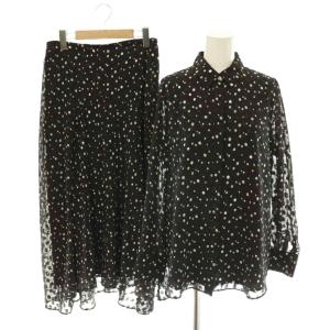 SHEER DOT JQ MELIA MIDIE ドット ブラウス スカート セットアップ 上下 長袖