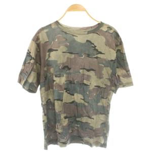 Tシャツ 転写プリント 迷彩柄 カーキ ブラウン