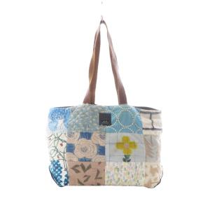 Piece bag パッチワークトートバッグ トートバッグ ハンドバッグ 水色 ライトブルー ピンク 白
