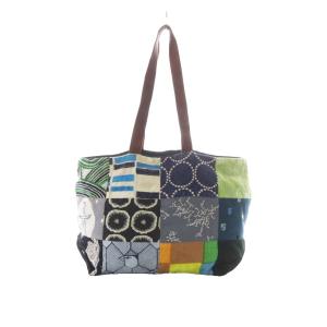 mina perhonen Piece bag パッチワークトートバッグ トートバッグ ハンドバッグ 水色 ライトブルー ピンク 白
