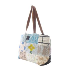 mina perhonen Piece bag パッチワークトートバッグ トートバッグ ハンドバッグ 水色 ライトブルー ピンク 白