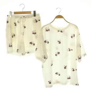 gelato pique パンダ柄Tシャツ 半袖 ショートパンツ セットアップ ルームウェア F ホワイト /HK OS