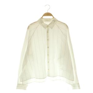 25SS 70コットン ラグランスリーブ ワイドシャツ ブラウス シアー 長袖 F 白 ホワイト /HS