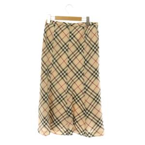 BURBERRY LONDON ノバチェック ロングスカート フレア 38 ベージュ /HK OS