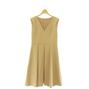 Dress Freesia ワンピース ドレス Vネック ミディ ひざ丈 ノースリーブ 42 ベージュ
