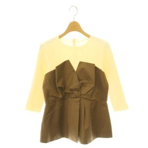 25AW ツイストビスチェドッキングニット セーター 七分袖 フェイクレイヤード 2 アイボリー ブラウン