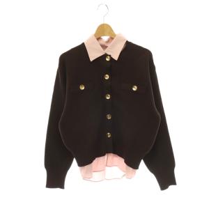 25AW 衿付きカノコカーデ カーディガン フェイクレイヤード ニット 2 ブラウン スモークピンク /ES