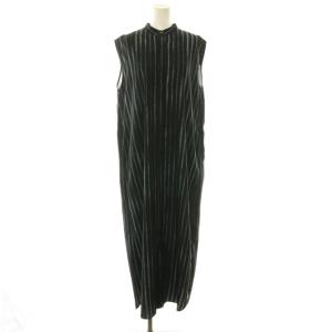 25SS Wave iron pattern OP ワンピース ロング ノースリーブ 38 ブラック /HK