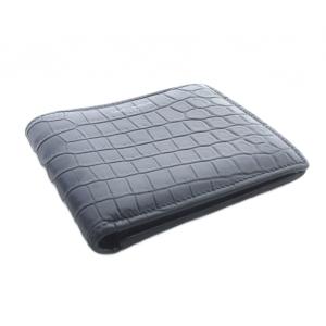 SAINT LAURENT PARIS クロコ型押し 二つ折り財布 レザー 黒 ブラック 396303 /SR OH