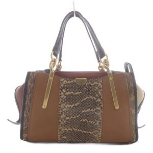 COACH ドリーマーウィズ スネークスキンディテール 2WAY ハンドバッグ ショルダーバッグ レザー ブラウン