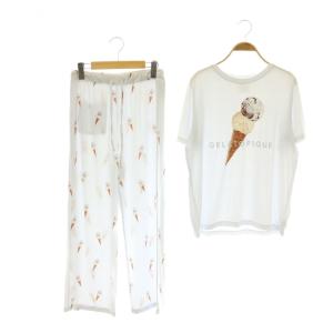 24AW アイスクリームワンポイントTシャツ ロングパンツ セット ルームウェア F アイスブルー マルチカラー
