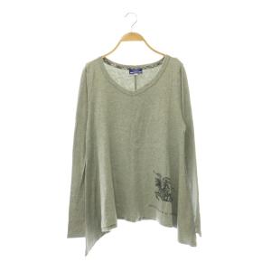 Vネック フレア カットソー T シャツ ロンT 38 グレー /CX OS
