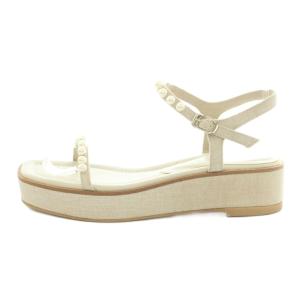 Le Talon サンダル スクエアトゥ プラットフォーム パール装飾 L 24.5cm ナチュラル /MI OS