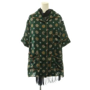 21-05582 Komon Print Shirt シャツ 半袖 総柄 3 ダークグリーン マルチカラー
