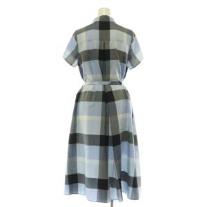 BLUE LABEL CRESTBRIDGE クレストブリッジチェックライトクロッシングツイルシャツドレス ワンピース ロング 半袖 ベルト付 36