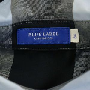 BLUE LABEL CRESTBRIDGE クレストブリッジチェックライトクロッシングツイルシャツドレス ワンピース ロング 半袖 ベルト付 36