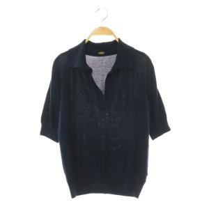 25SS SOIE POLOSHIRT ポロシャツ ニット カットソー シルク スキッパー ネイビー /CX