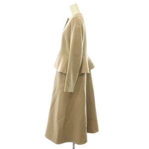 Maglie par ef-de フリルデザインコート Super110's Wool  ノーカラー ウール アウター ロング 7 ピンクベージュ