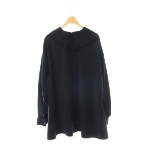 ENFOLD PEダブルクロス アシンメカラーBLOUSE ブラウス プルオーバー 38 ネイビー /CX OS SH