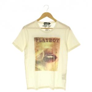 ×プレイボーイ PLAY BOY×スティーロ STIE lo プリントTシャツ カットソー S 白 マルチカラー