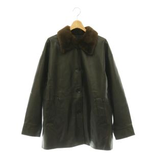 24AW ウォッシャブルフェイクレザーファージャケット 革ジャン ステンカラー 黒 ブラック 茶 ブラウン