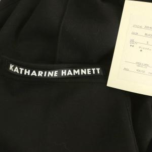 KATHARINE HAMNETT 25SS スウェットイージーパンツ ワイド S ブラック /HK OS