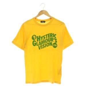 VISION プリントTシャツ カットソー 半袖 コットン S 黄色 イエロー /NR OS SH