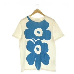UnikkoウニッコフラワープリントクルーネックTシャツMarimekko カットソー 半袖 L ホワイト