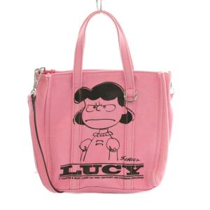 PEANUTS LUCY 2WAY ハンドバッグ ショルダー キャンバス イラスト ロゴ プリント バイカラー