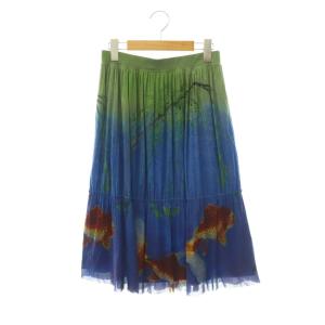 25SS GOLD FISH PRINTED ON STRETCH NETTING SKIRT ギャザースカート