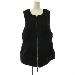 26AW GATHER SHAPE VEST ベスト ギャザー ジップアップ 38 ブラック