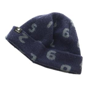 × le coq sportif ニット帽 ビーニー ニットキャップ ウール混 数字柄 紺 ネイビー /MI