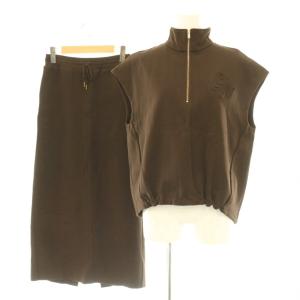 25AW ハーフジップ カットソー&ロングスカート セットアップ 上下 フレンチスリーブ Iライン 38
